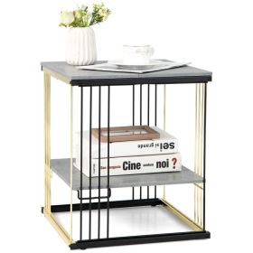 Chic 2-Tier Metal Square Side End Table with Stylish Removable Shelf | Modern Accent Furniture