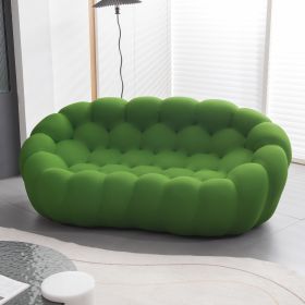 Modern Upholstered fabric bubble loveseat sofa; green