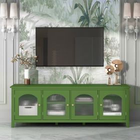 71-inchstylishTVcabinet Entertainment CenterTV stand,TVConsoleTable, Media Console,solidwood frame,Changhong glass door,Metal handle,antique green