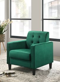 Hale 27.5" Luxe Green Velvet Accent Armchair with Elegant Tufting | Stylish & Comfy Living Room Seating