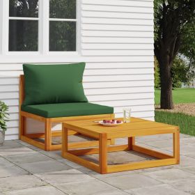 2 Piece Patio Sofa Set with Cushions Solid Wood Acacia