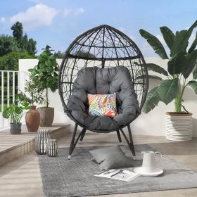 Wicker Egg Chair Indoor Basket Wicker Chair with Grey Cushion