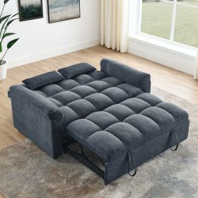 Transformative Blue-Grey Loveseat Sofa Bed with Pull-Out Bed & Adjustable Backrest - Stylish & Versatile