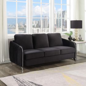 Hathaway 77" Luxe Black Velvet Sofa Couch | Modern Chic Comfort