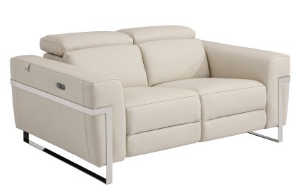 Luxurious Global United Top Grain Italian Leather Loveseat with Power Recliner – Ultimate Comfort & Elegance