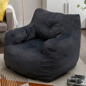 Soft Cotton Linen Fabric Bean Bag Chair Filled With Memory Sponge,Dark Gray