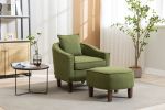 Accent Chair with Ottoman - Mid Century Modern Barrel Chair Upholstered Club Tub Round Arms Chair for Living Room