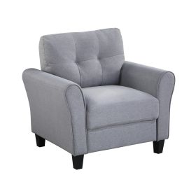 35" Modern Living Room Armchair Linen Upholstered Couch Furniture for Home or Office ,Light Grey-Blue,