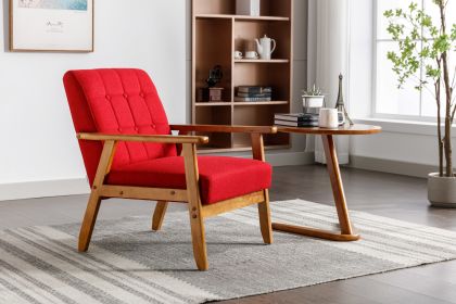 Mid-Century Modern Leisure Chair w/ Solid Wood Armrest & Feet | Stylish Accent Chair for Living Room, Bedroom & Studio