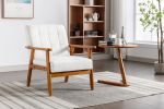 Leisure Chair w Solid Wood Armrest & Feet, Mid-Century Modern Accent chair, for your Living Room, Bedroom, Studio