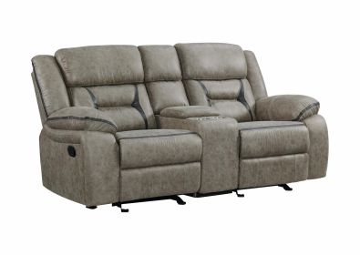 Denali Faux Leather Upholstered Loveseat Made With Wood Finished in Gray