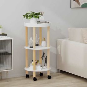 3-tier Trolley White 15"x15"x32.3" Engineered Wood & Solid Wood Pine