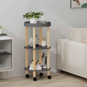 3-tier Trolley Gray 15"x15"x32.3" Engineered Wood & Solid Wood Pine