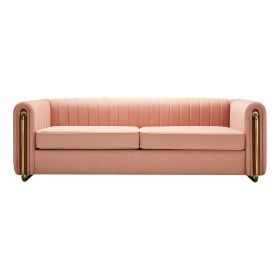 Glamorous Pink Velvet Sofa Couch - 84" Wide | Modern Contemporary Living Room Statement Piece