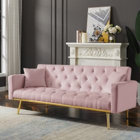 PINK Convertible Folding Futon Sofa Bed , Sleeper Sofa Couch for Compact Living Space.