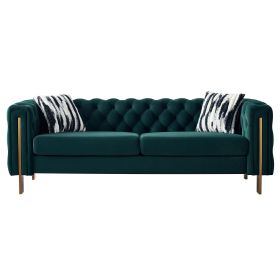 Luxurious Green Tufted Velvet Chesterfield Sofa - 84" Modern Couch for Elegant Living Room | Timeless Comfort & Style