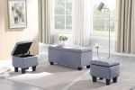 Large Storage Ottoman Bench Set, 3 in 1 Combination Ottoman, Tufted Ottoman Linen Bench for Living Room, Entryway, Hallway