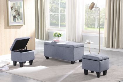 Large Storage Ottoman Bench Set, 3 in 1 Combination Ottoman, Tufted Ottoman Linen Bench for Living Room, Entryway, Hallway