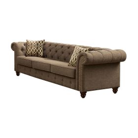 ACME Aurelia Sofa w/2 Pillows, Brown Linen 52425