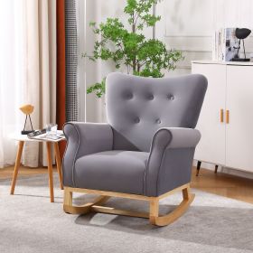 Modern Rocking Chair, Upholstered Accent Chair for Nursery, Playroom, Bedroom and Living Room, Small Contemporary Rocker, Kids Cushioned Arm Chair