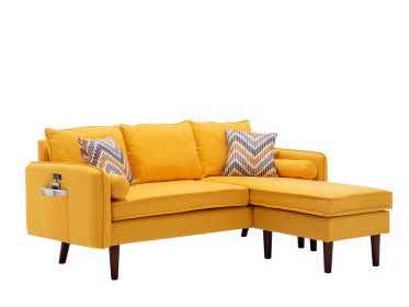 Stunning Mia 70" Yellow Sectional Sofa with USB Charger & Plush Pillows | Modern Chaise for Living Room Comfort