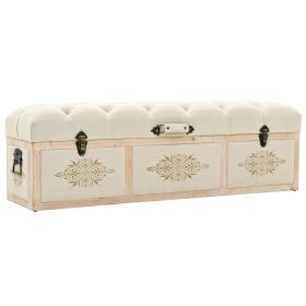 Sophisticated 43.3" Cream Storage Bench | Solid Wood Fir for Your Space