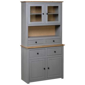 Highboard Gray 36.6"x15.9"x70.9" Solid Pine Panama Range