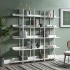 5 Tier Bookcase Home Office Open Bookshelf, Vintage Industrial Style Shelf w Metal Frame, MDF Board