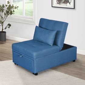 Royal Blue Folding Ottoman Sofa Bed | Chic Space-Saver