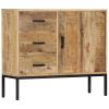 RUSTIC BROWN SOLID MANGO WOOD SIDEBOARD | 34.6" X 11.8" X 28" | CHARMING STORAGE CABINET