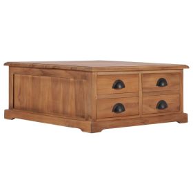 Charming Solid Teak Wood Coffee Table | 26.8"x26.7"x11.8" Elegant and Durable Living Room Centerpiece