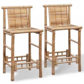 Stylish Brown Bamboo Bar Stools | Set of 2 | Chic & Modern Design