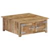 Rustic Solid Mango Wood Coffee Table 27.6"x27.6" | Square Brown Low Profile Accent Table for Living Room