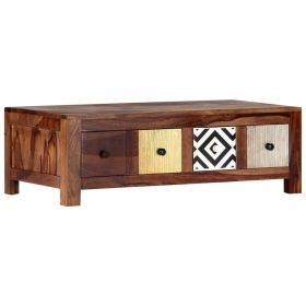 Unique 35.4"x19.6"x11.8" Solid Sheesham Wood Coffee Table for Elegant Homes