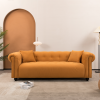 Retro Medieval Orange Sofa with Throw Pillows | Easy Assembly