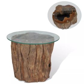 Coffee Table Teak Glass 19.7"x15.7"