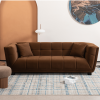 WKS13 Mid-century modern style: camel sofa simple, small square design, velvet fabric texture smooth, retro fashion, solid wood feet, 2 people design