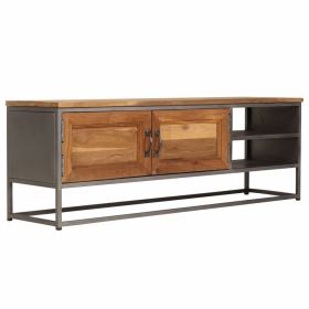 Rustic Recycled Teak & Steel TV Cabinet – 47.2"x11.8"x15.7" Modern Chic Media Console with Eco-Friendly Design