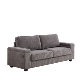 Couch, 86.5 inch Sofa Couch- Deep Seat Sofa withtwo storage spaces, T-Pyce Charging Ports , USB Charging Ports & 2 Cup