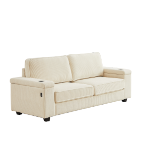 Luxurious 86.5" Deep Seat Sofa Couch - T-Pyce™ Storage, USB Charging Ports & Dual Cup Holders | Ultimate Comfort & Style