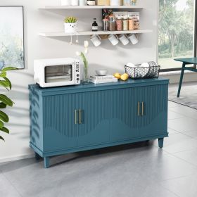 LARGE 60" 4-DOOR BLUE STORAGE CABINET | VERSATILE FOR LIVING ROOM, KITCHEN & BEDROOM