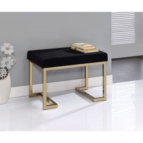 Boice Ottoman in Black Fabric & Champagne