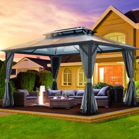 Elegant 10x13 ft Black Patio Gazebo with Mosquito Netting & Privacy Curtains | Outdoor Shelter