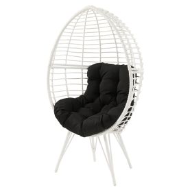 Black and White Patio Chair with Removable Cushion