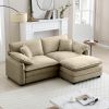 Two-Seater Sofa with One Footrest, L-Shaped 2-Seater Sofa with Ottoman for Small Living Spaces,Tan Corduroy