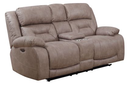 Aria - Dual Power Loveseat With Console - Sand