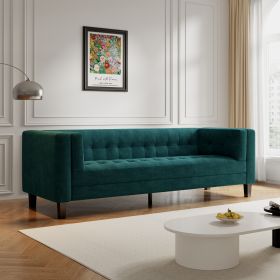 3-Seater Sofa, Upholstered Tufted Coach, Velvet Sofa, Green