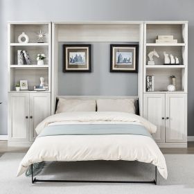 Elegant Full Size Murphy Wall Bed with 2 Side Cabinets | Space-Saving Solution for Guest Rooms, Bedrooms & Home Offices