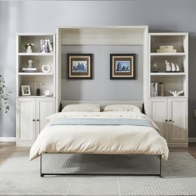 Queen Size Murphy Wall Bed with Dual Side Storage Cabinets | Ultimate Space-Saving Bed for Guest Room, Bedroom & Home Office