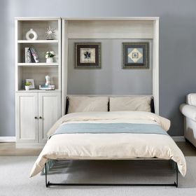 Transform Your Space: Full-Size Murphy Wall Bed with Side Cabinet & Storage Shelf | Ideal for Guest Rooms, Bedrooms, and Home Offices